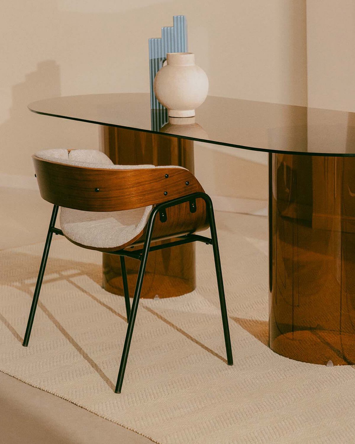 Berlin wood and fabric dining chair