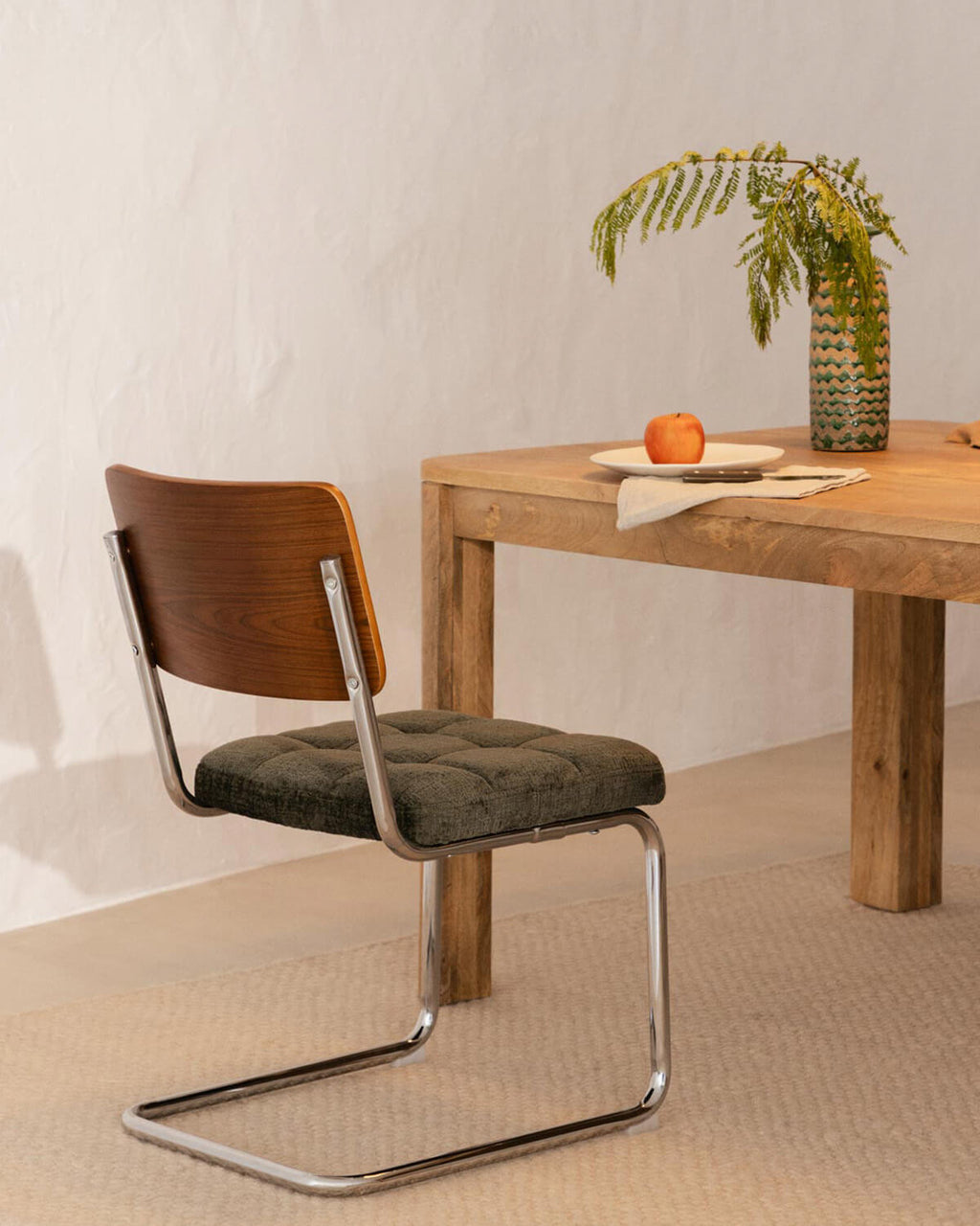 Cuba wood and fabric dining chair