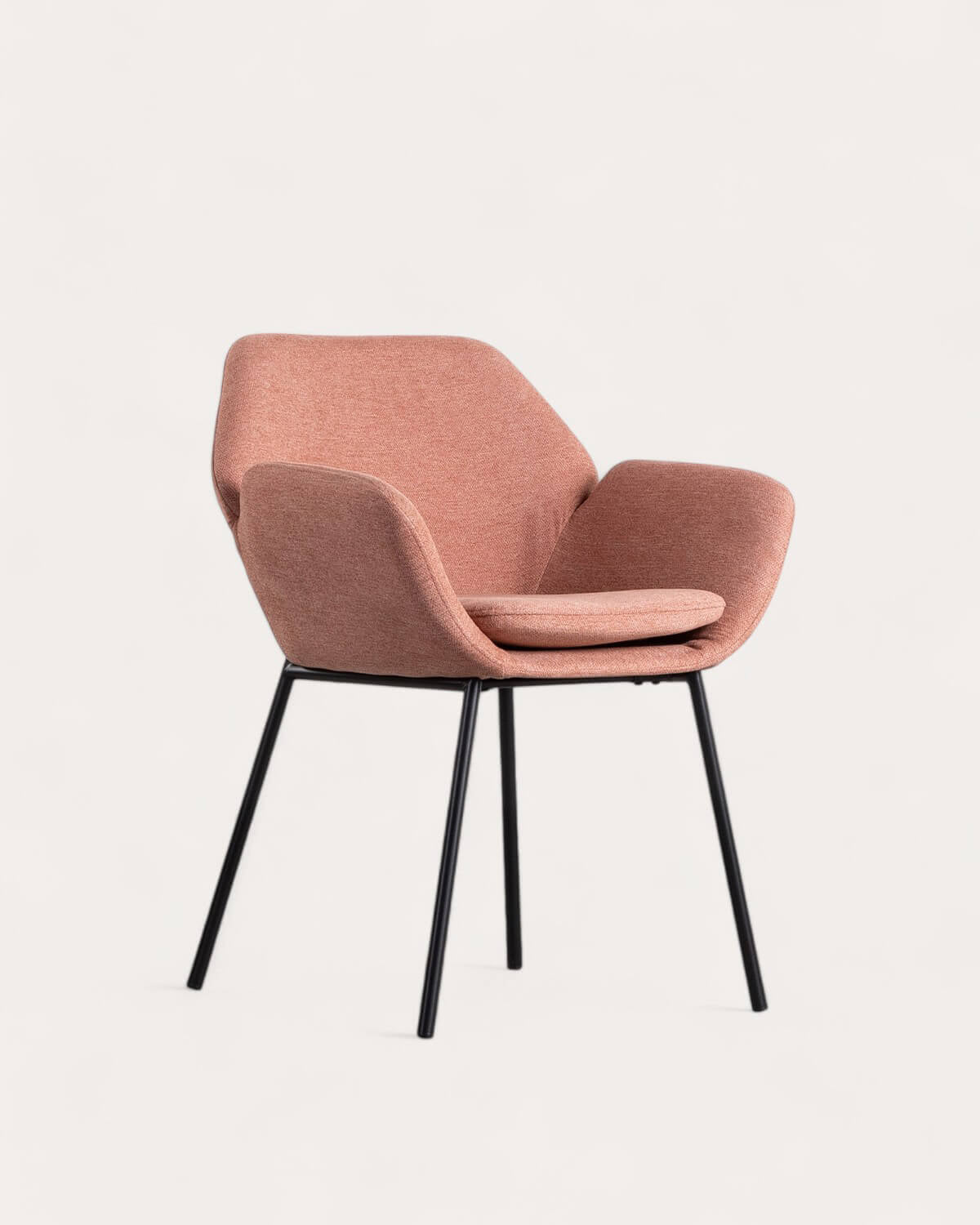Metal dining chair with armrests and Eider fabric