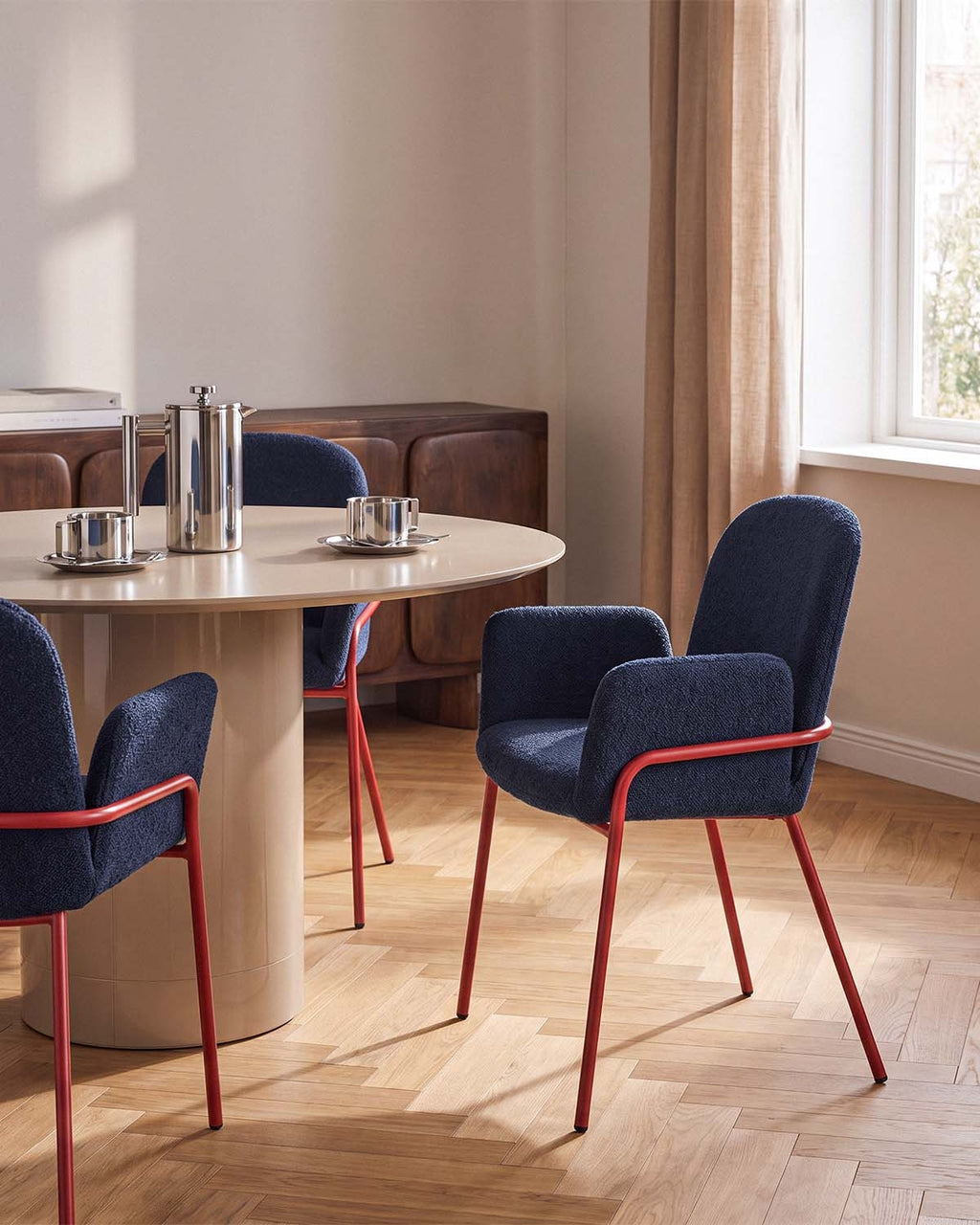 Aragon metal and fabric dining chair