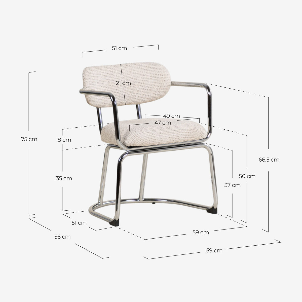 Yeray Metal and Fabric Dining Chair