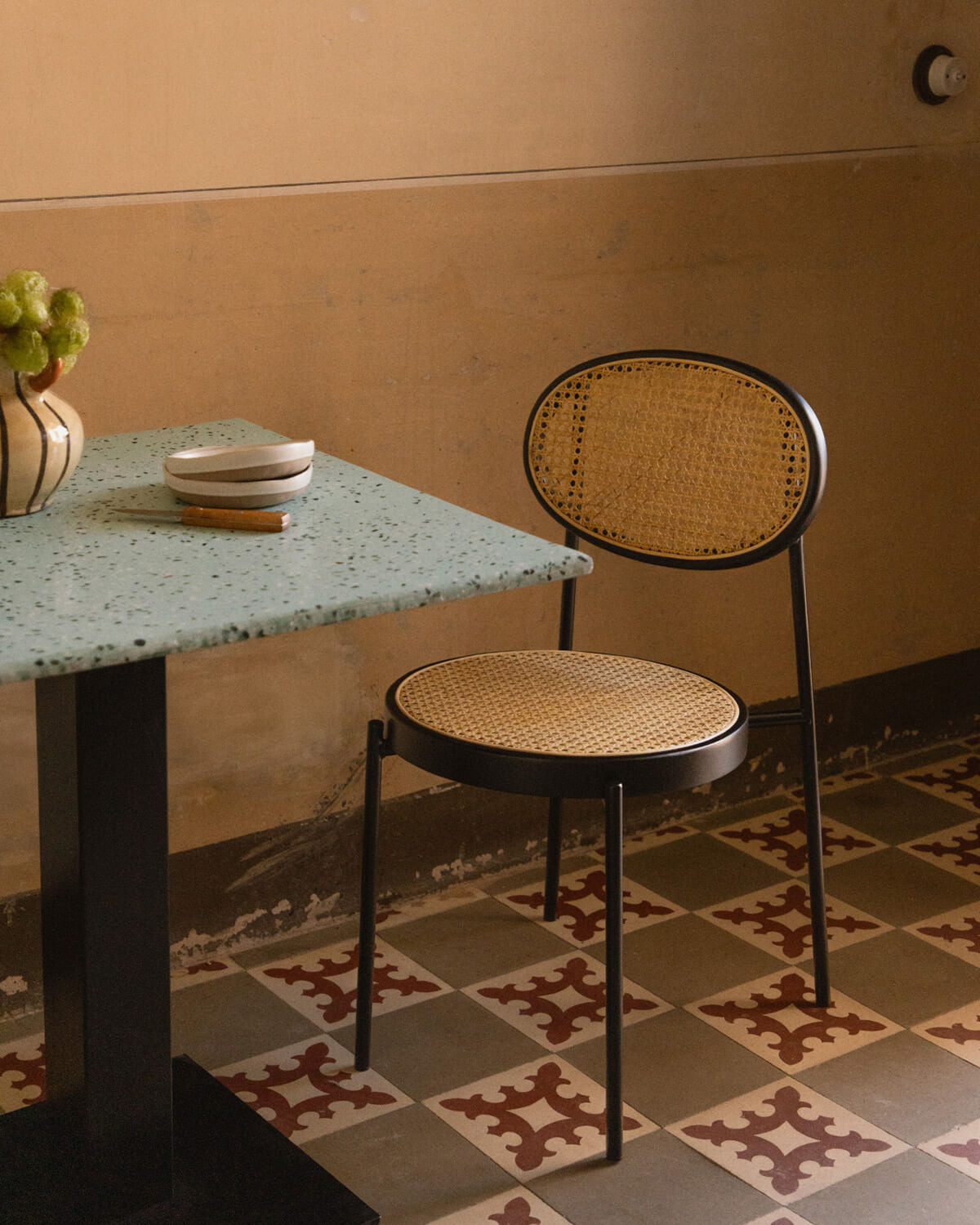 Vili Natural Rattan and Metal Dining Chair