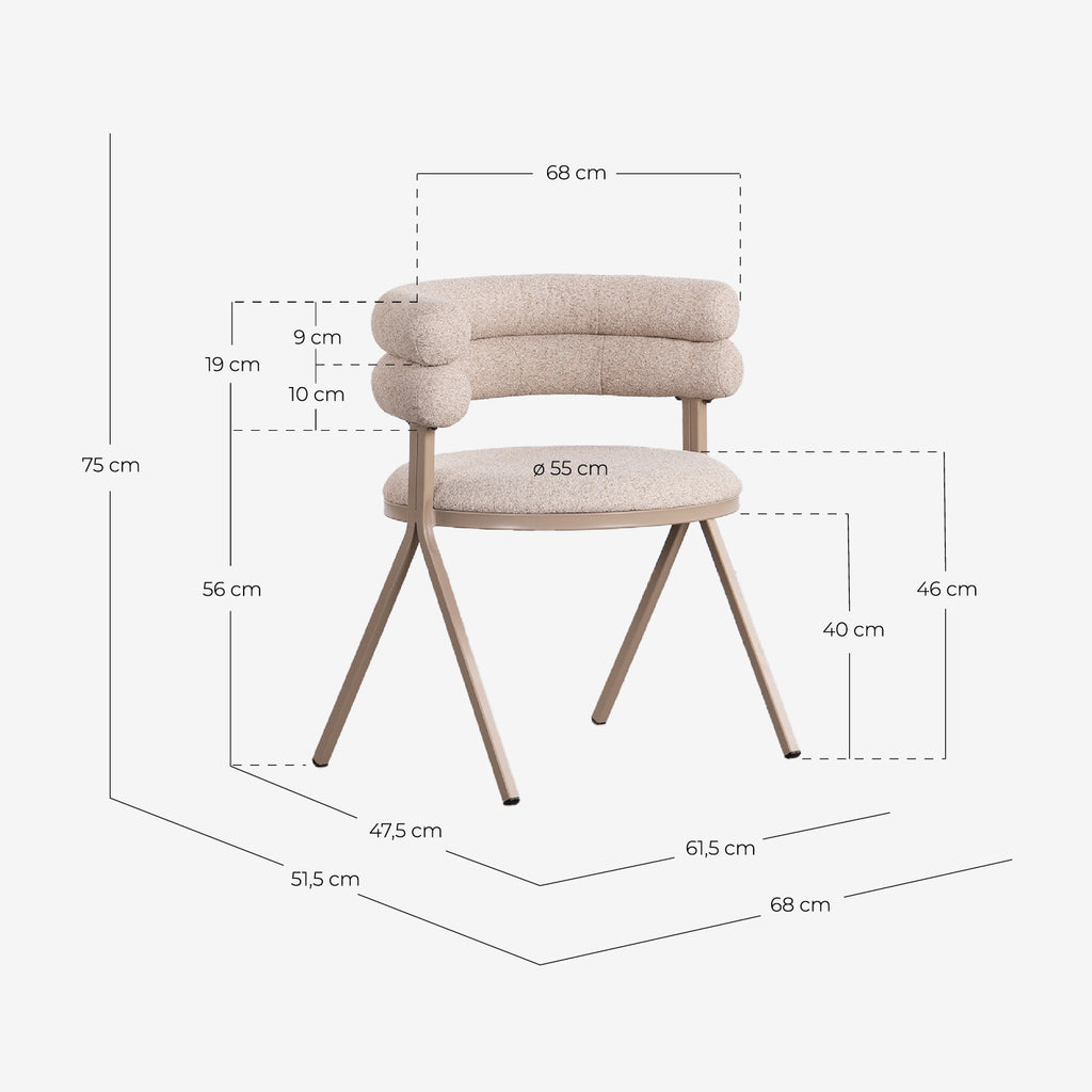 Aixa Classic fabric and metal dining chair