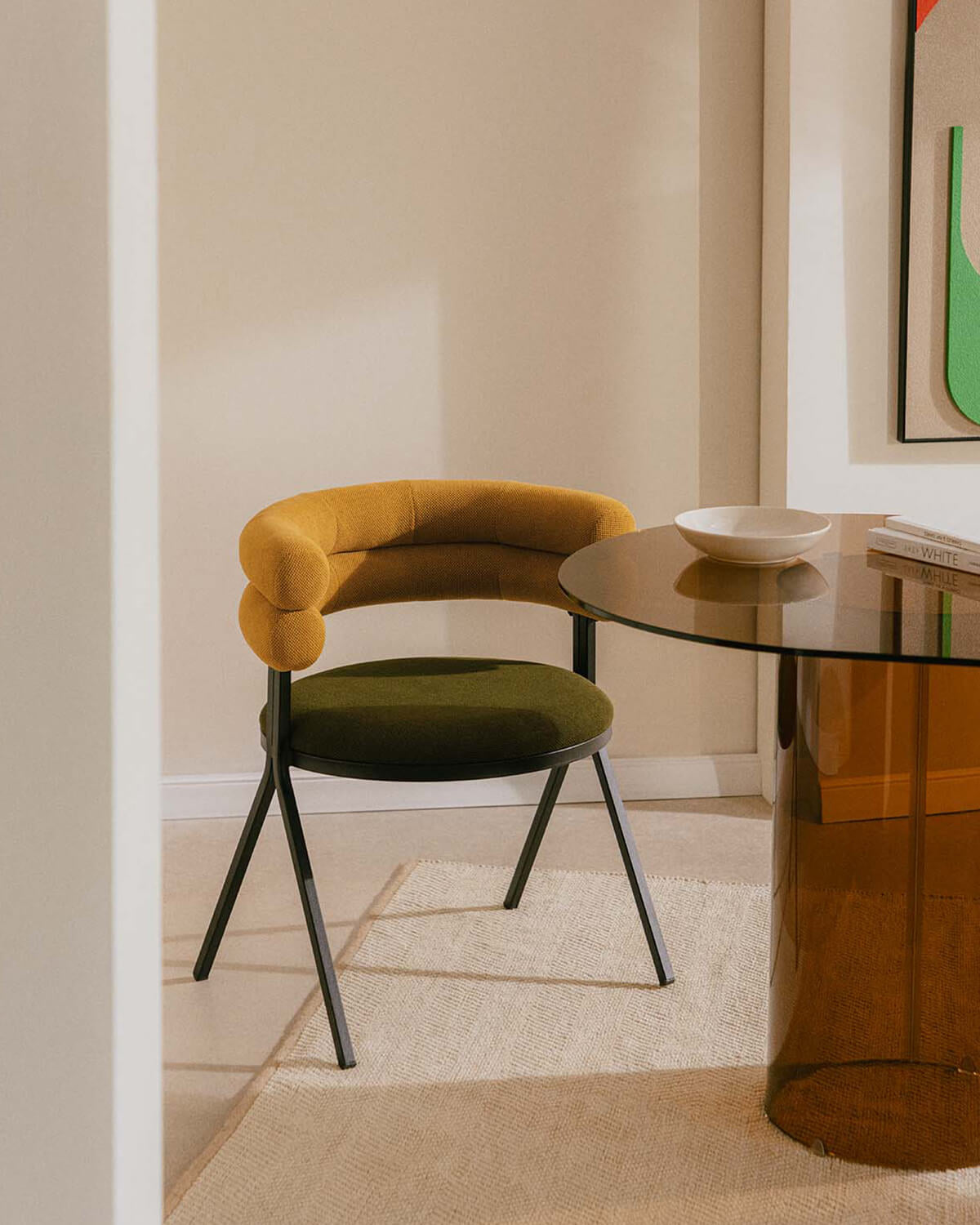 Aixa fabric and metal dining chair
