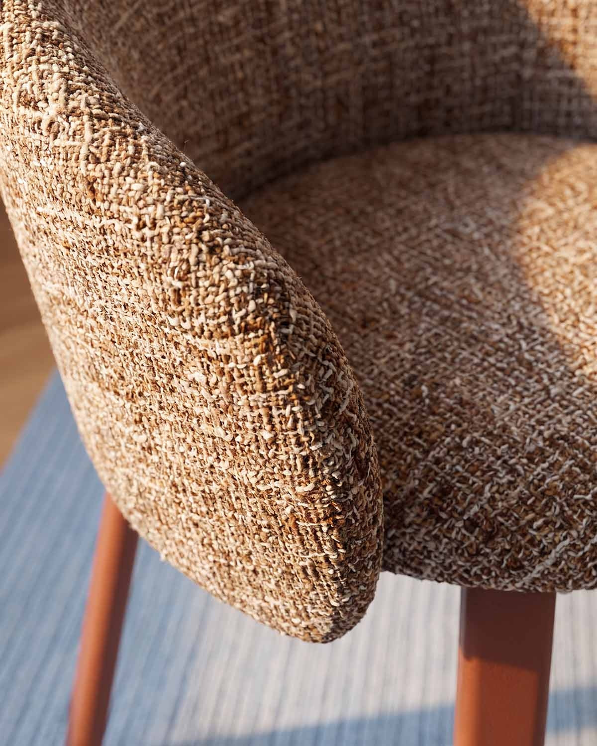 Bouviet fabric and metal dining room chair
