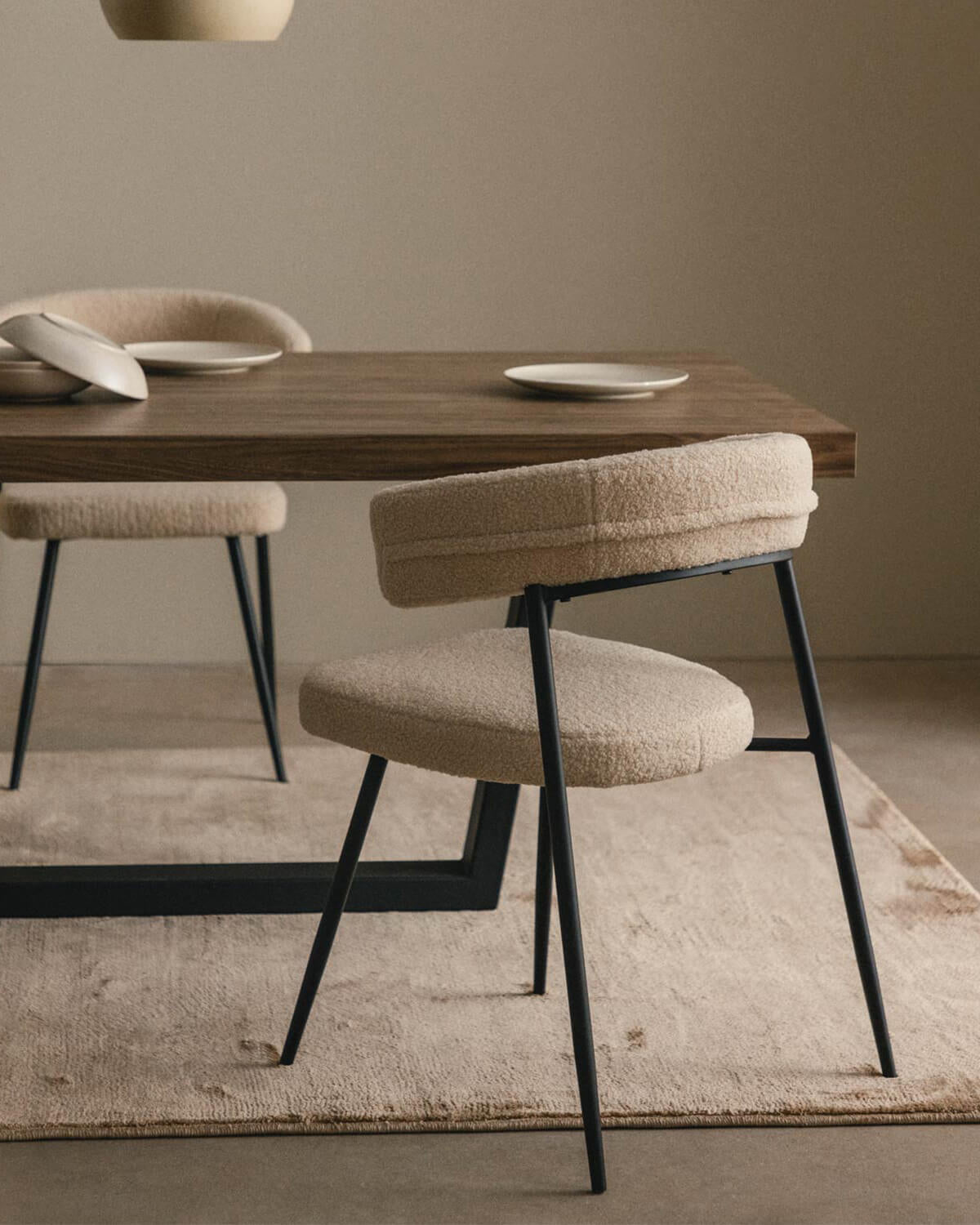 Eloise Bouclé metal dining chair