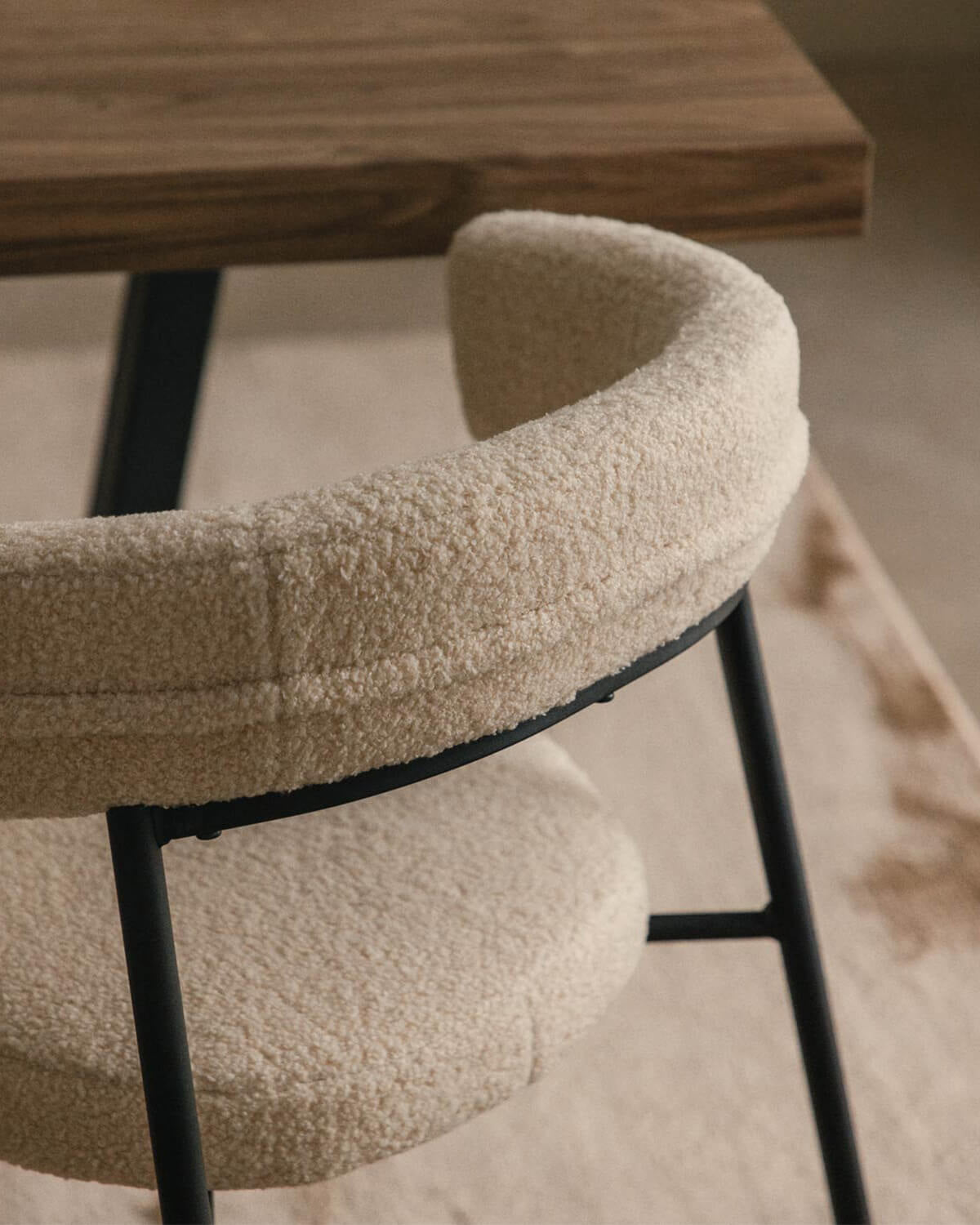 Eloise Bouclé metal dining chair