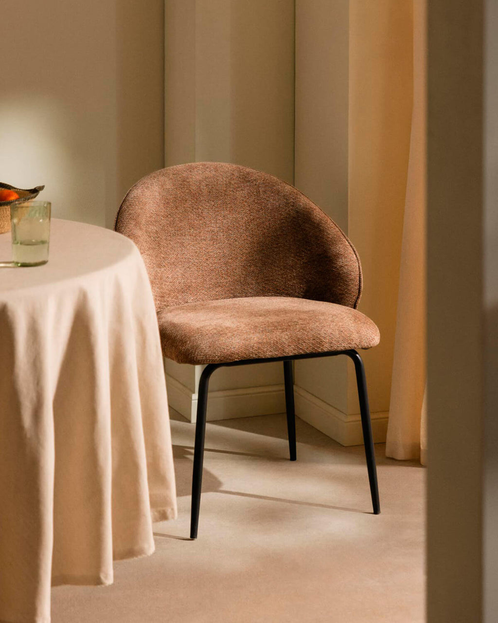 Emna fabric and metal dining chair