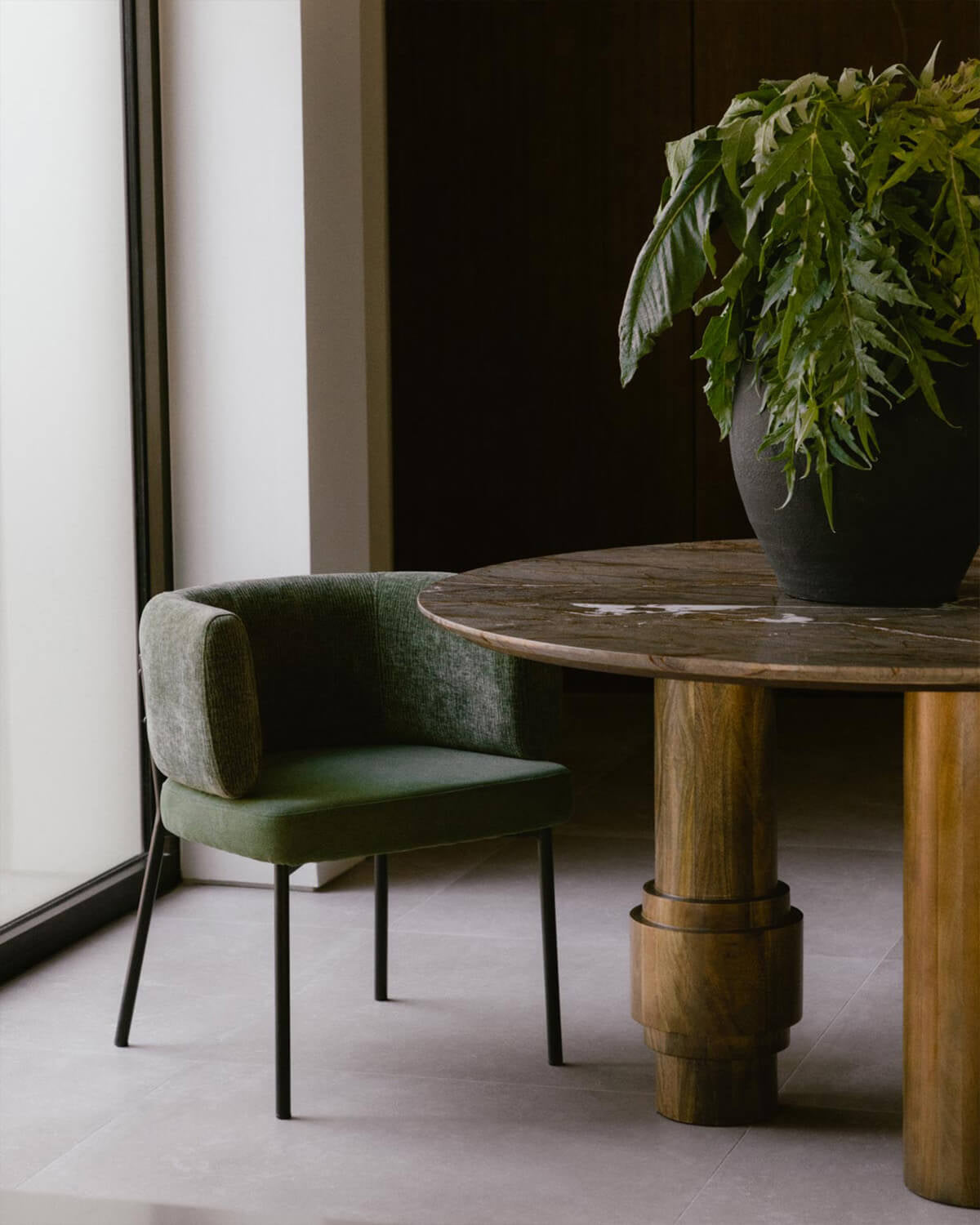 Hades Fabric and Metal Dining Chair