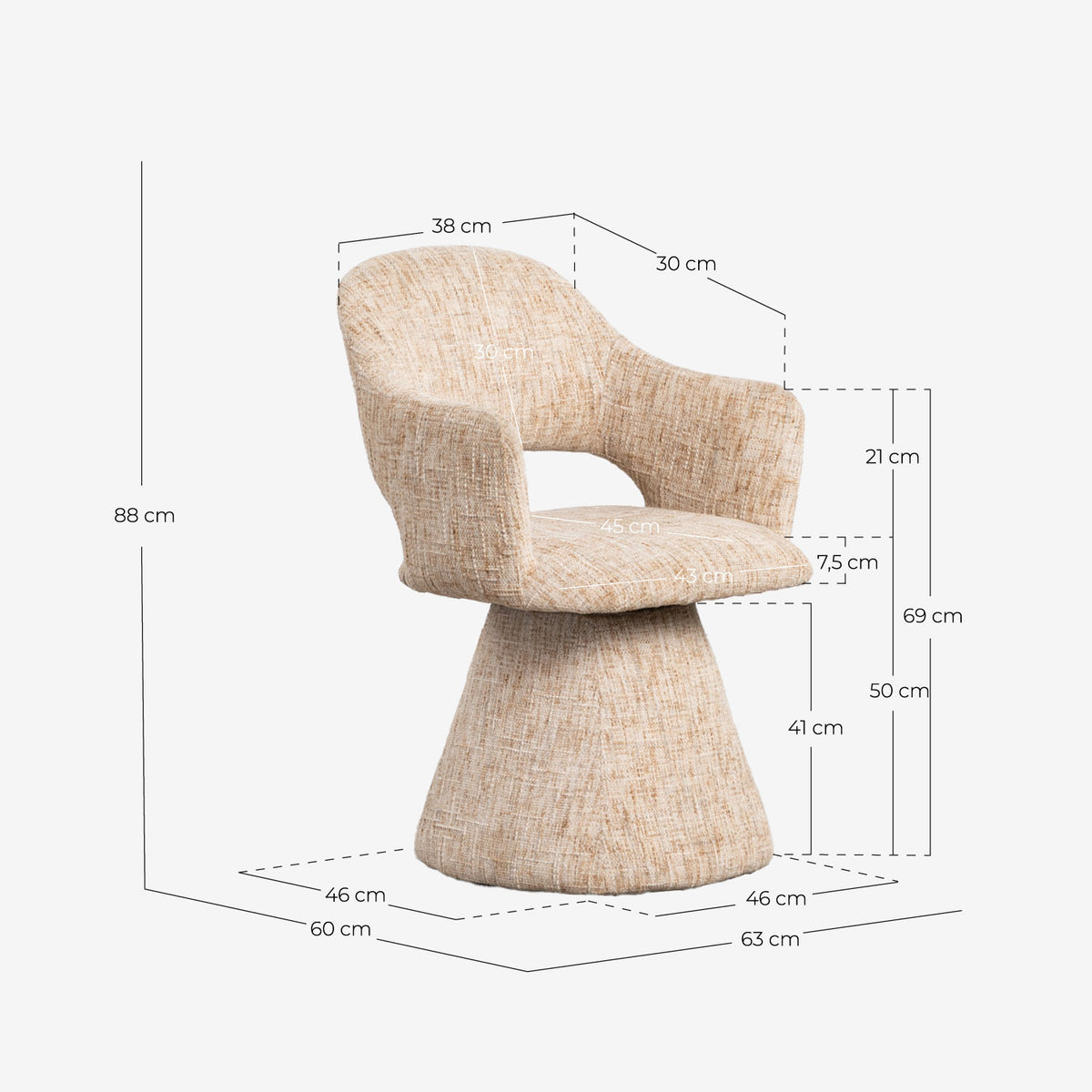 Newen fabric and metal dining chair