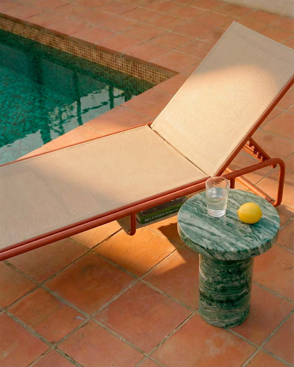 Ohiane metal and fabric reclining sun lounger