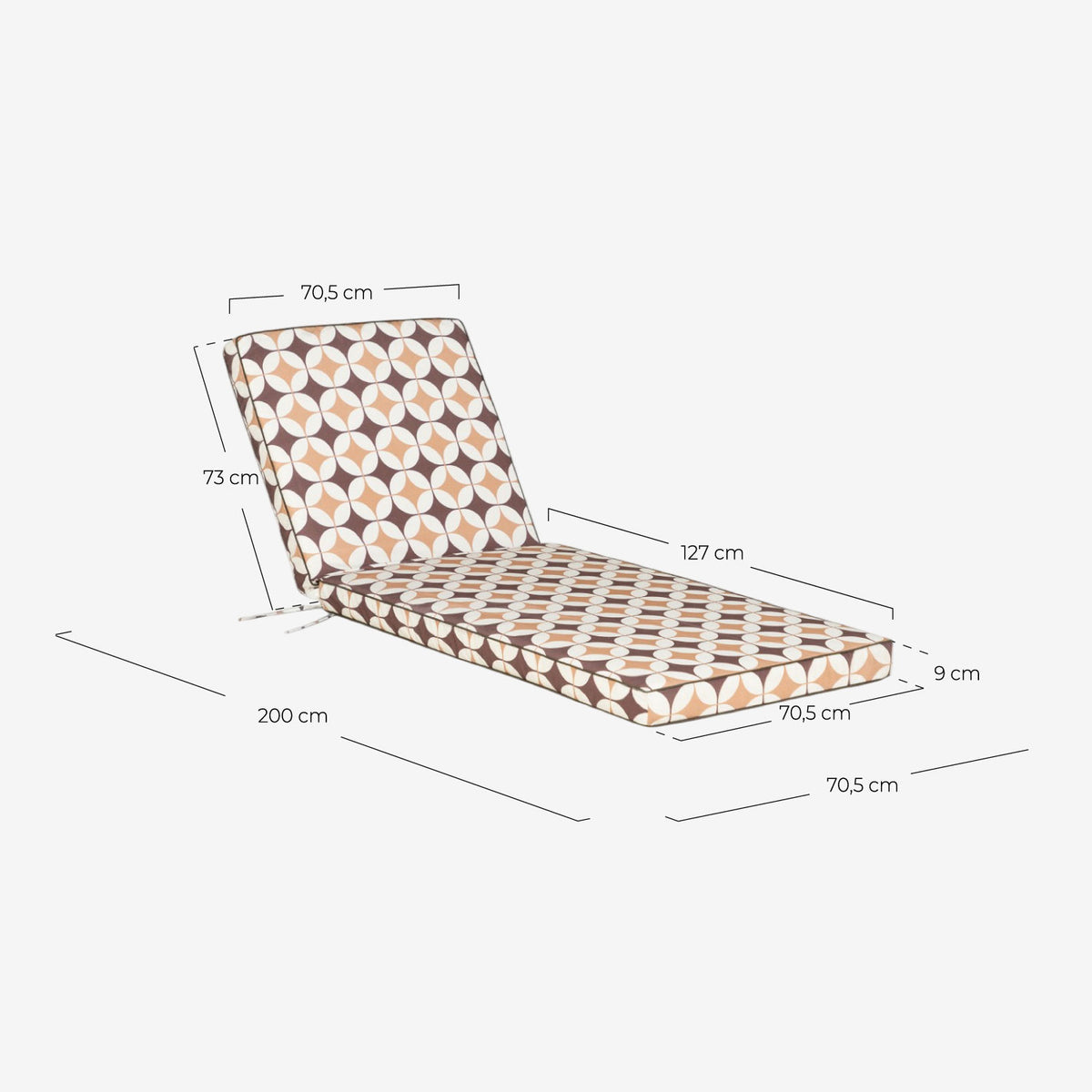 Cushion 70.5x200 cm in fabric for outdoor sun loungers Edimbra