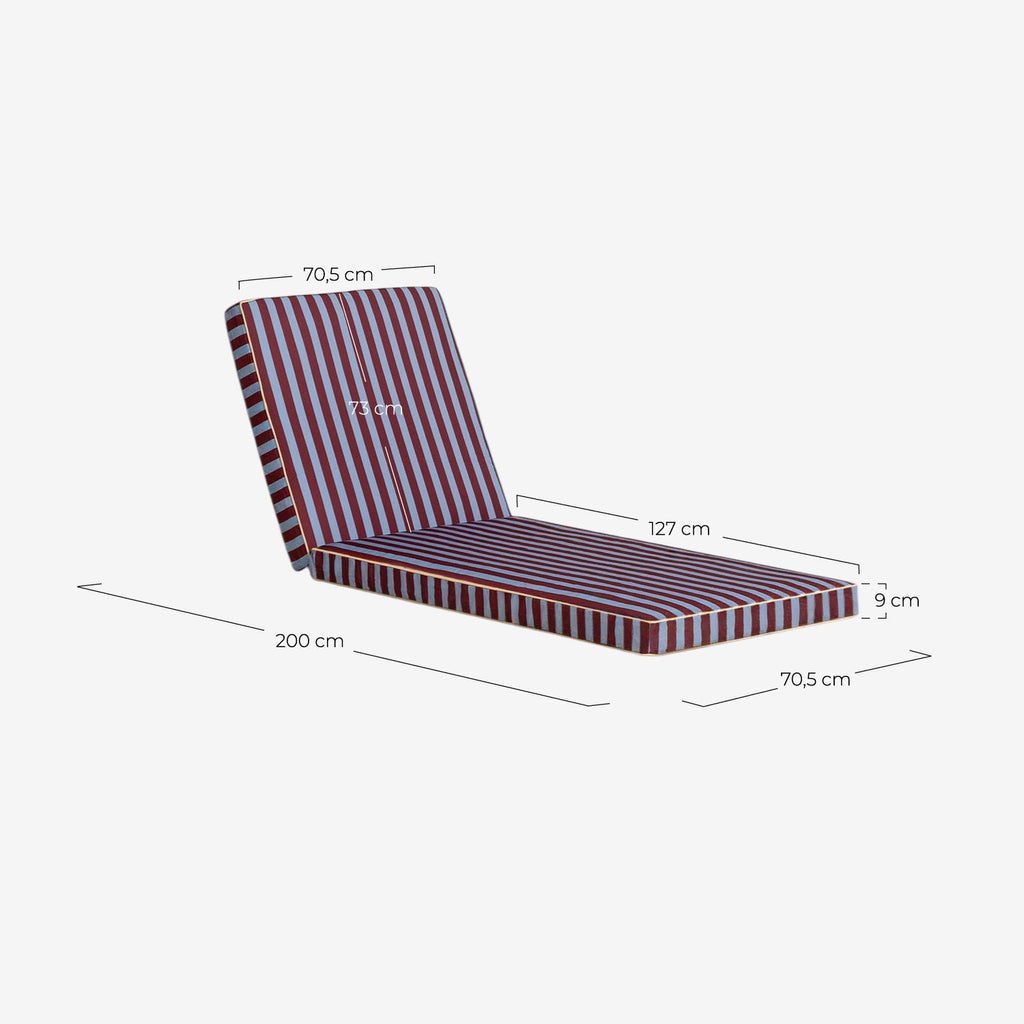 Striped cushion 70.5x200 cm in fabric for outdoor sun loungers Kreta