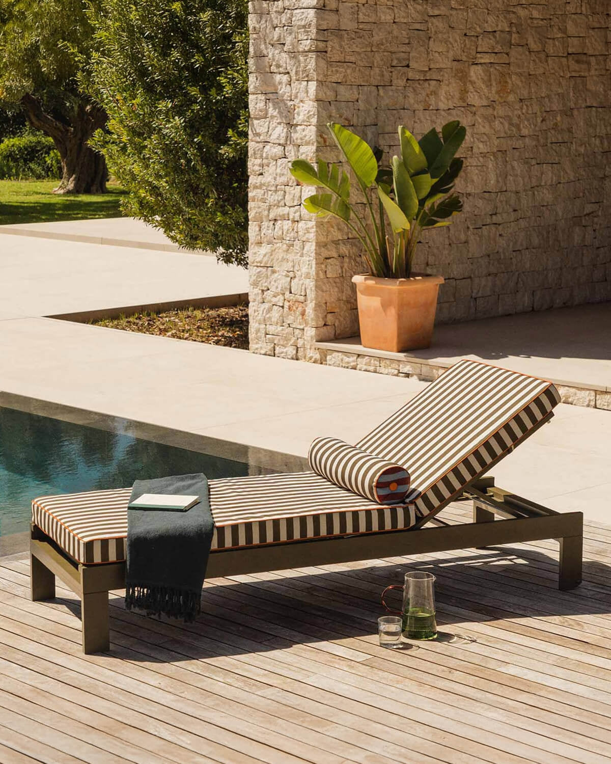 Striped cushion 70.5x200 cm in fabric for outdoor sun loungers Kreta
