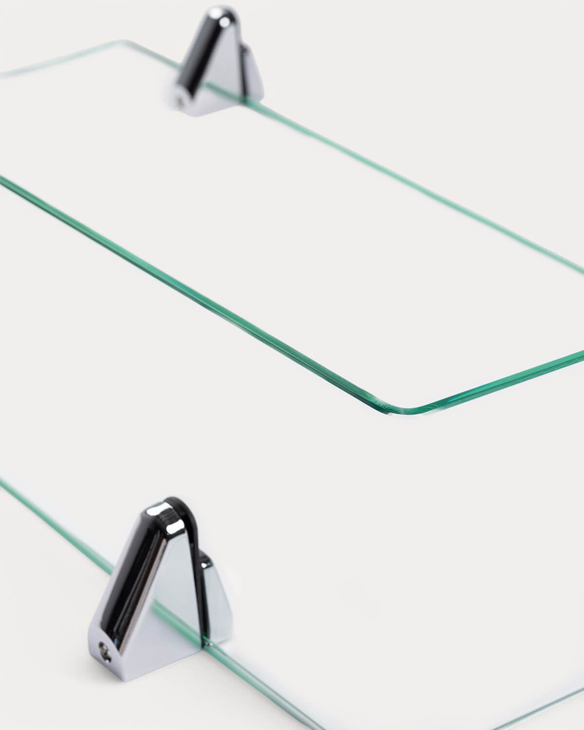 Set of 2 Iris L-shaped curved glass wall shelves
