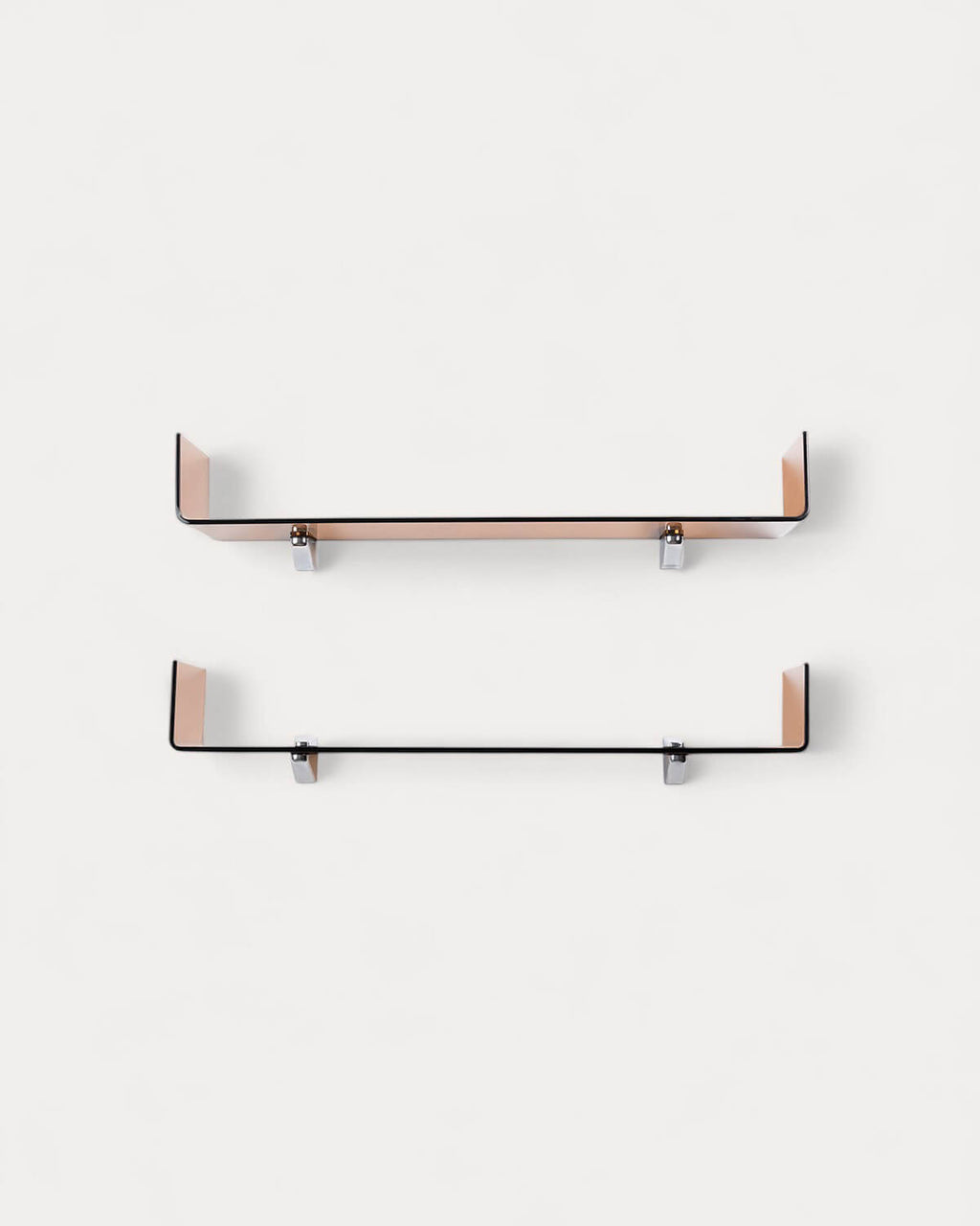 Set of 2 Iris curved glass wall shelves