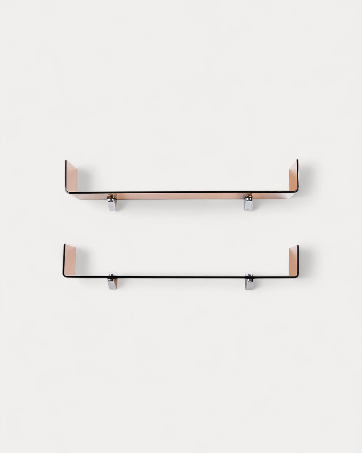 Set of 2 Iris curved glass wall shelves