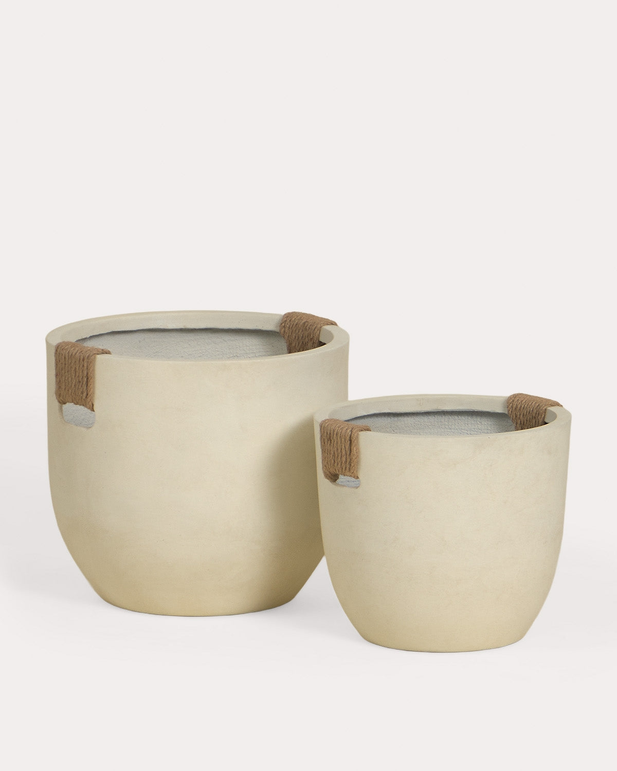 Set of 2 low Fitonia cement planters