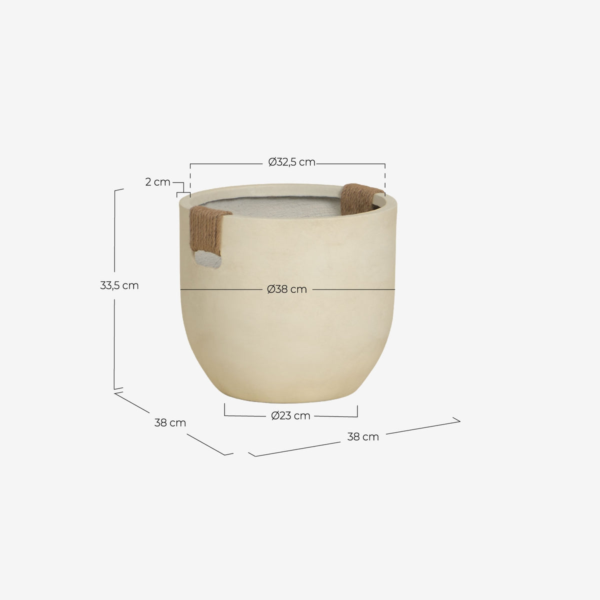 Set of 2 low Fitonia cement planters