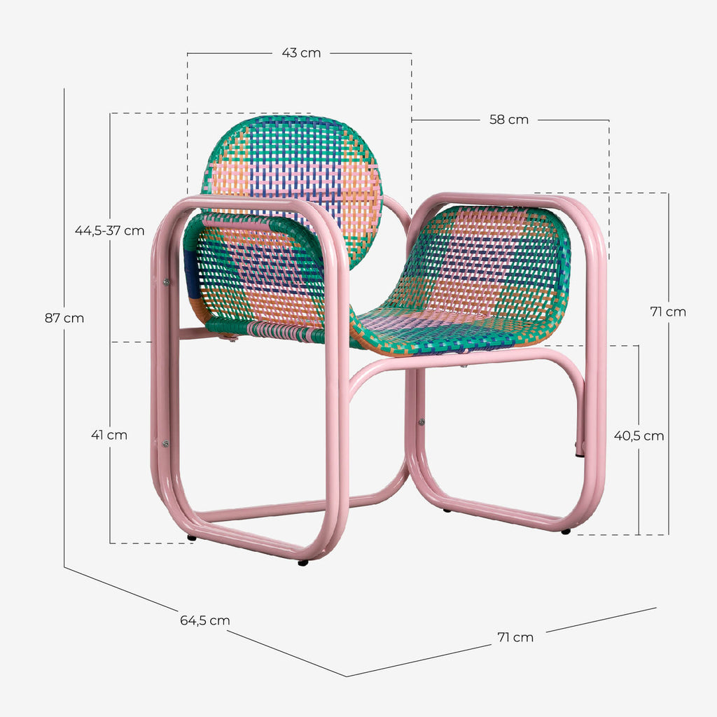 Armchair with armrests in aluminum and synthetic rattan Emba Studio