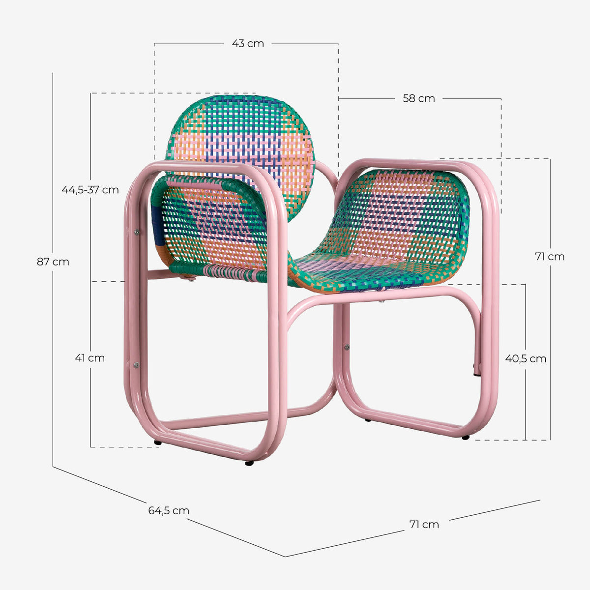 Armchair with armrests in aluminum and synthetic rattan Emba Studio