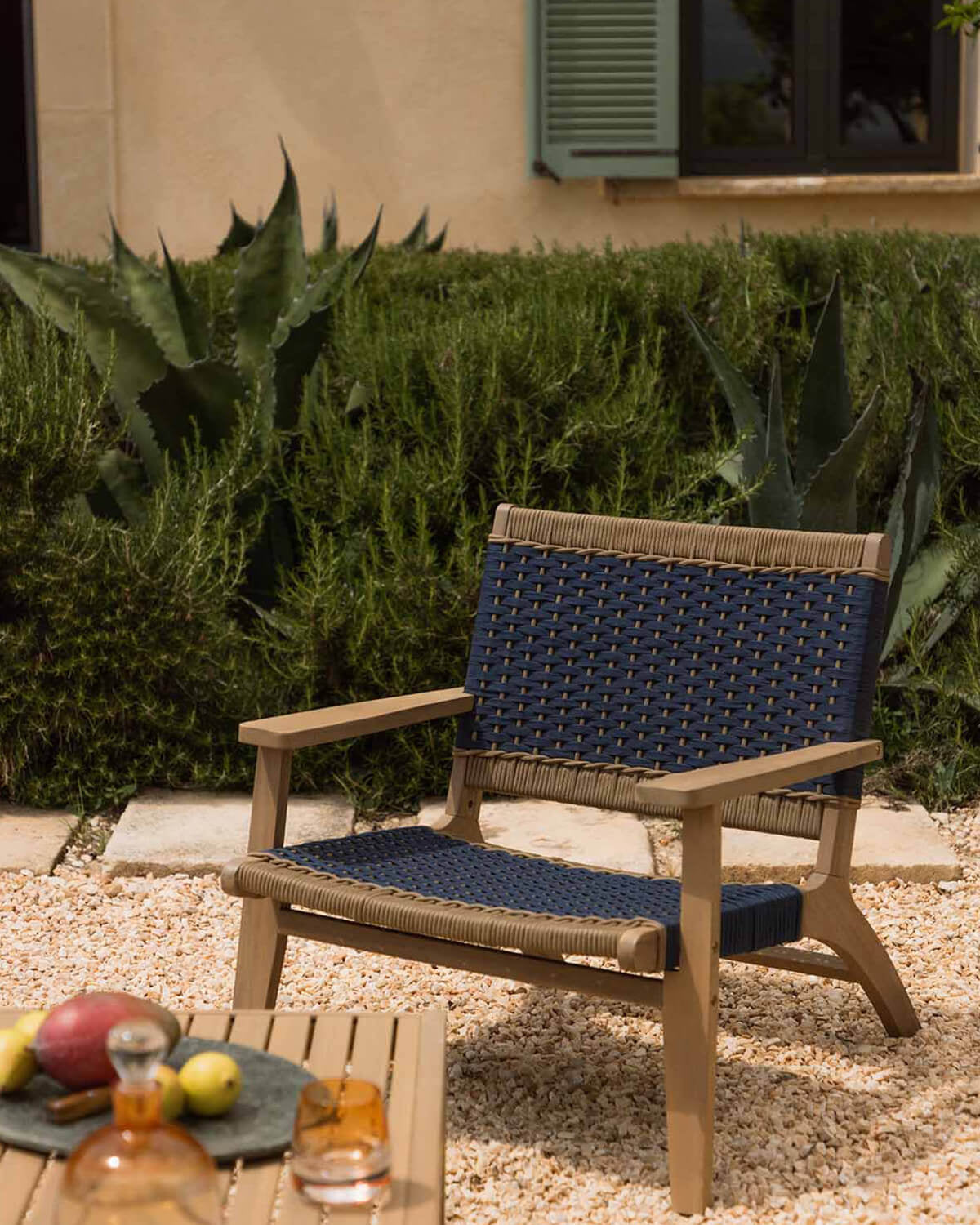 Mirle acacia wood and rope garden armchair