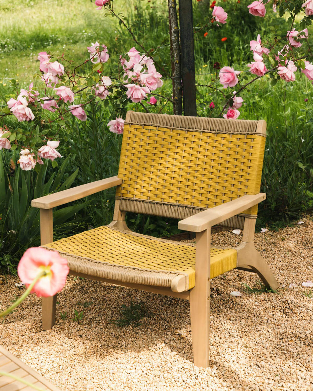 Mirle acacia wood and rope garden armchair