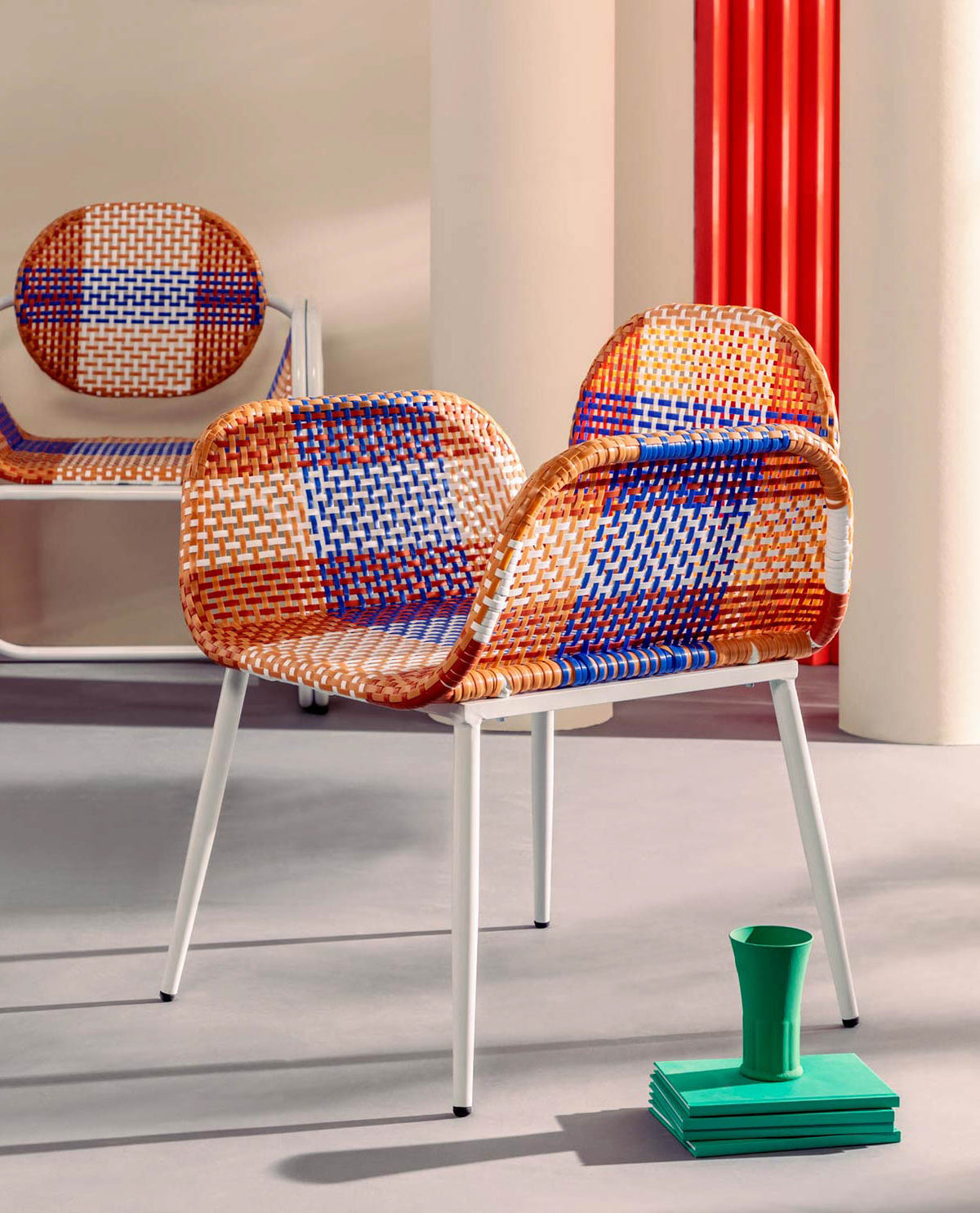 Emba Studio aluminum and synthetic rattan armchair