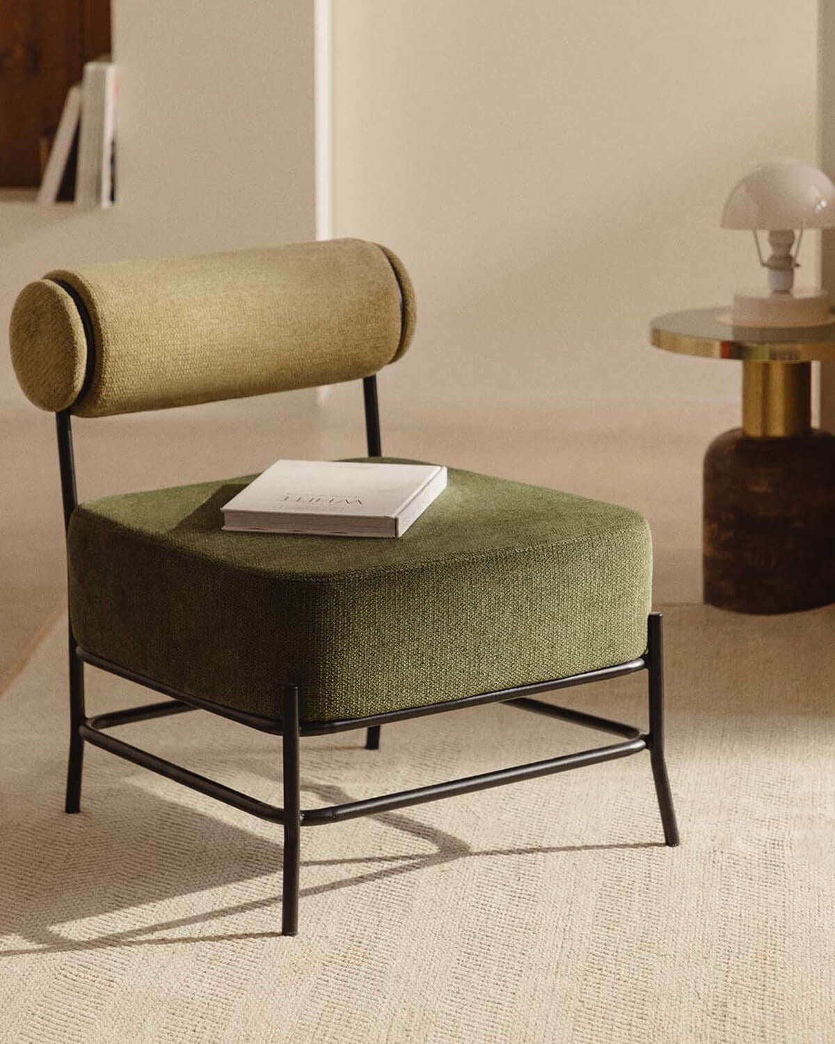 Elin fabric and metal armchair