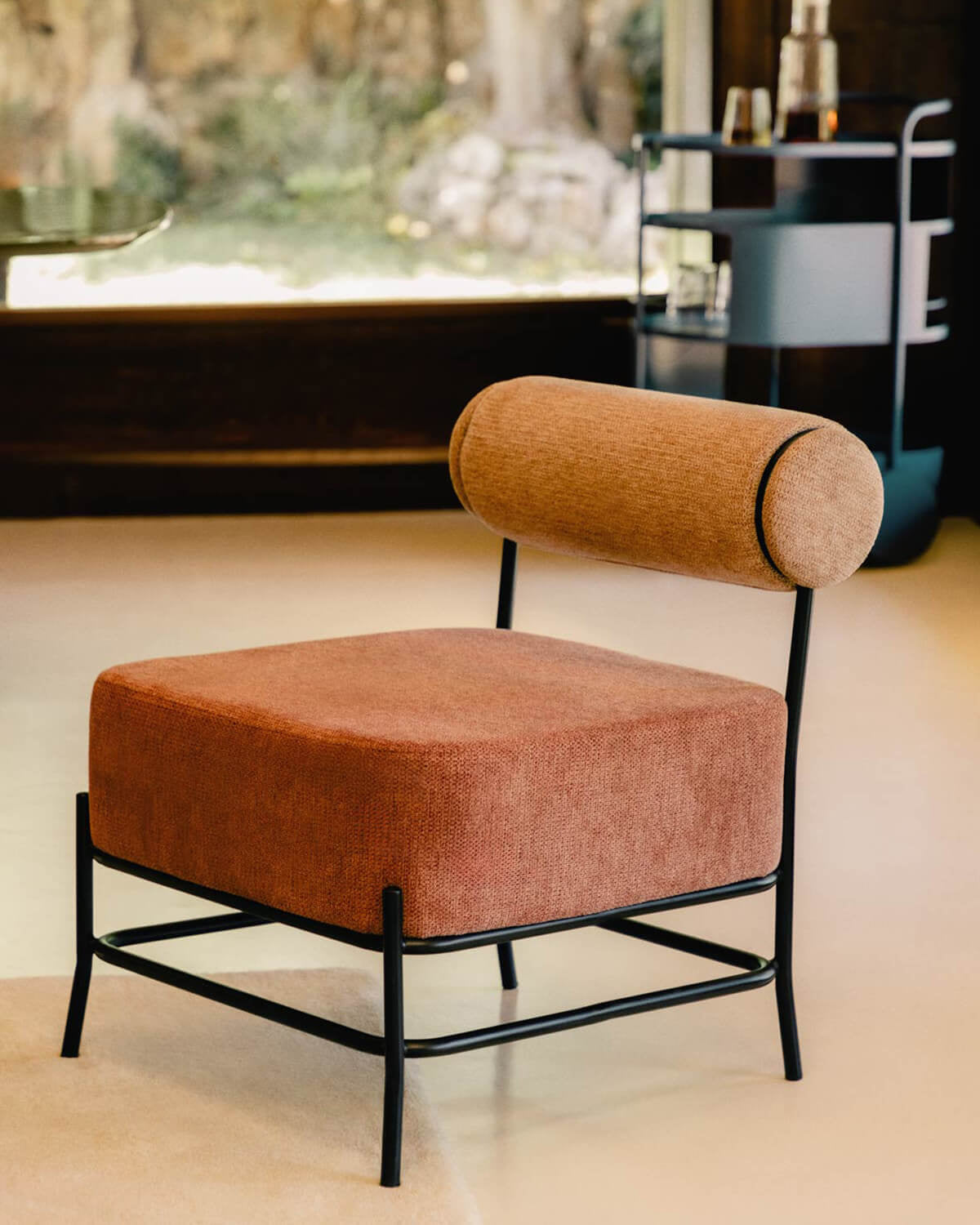 Elin fabric and metal armchair