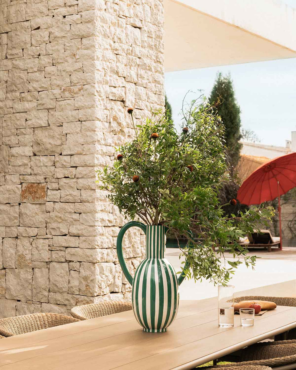 Large XL dolomite vase Peral Lines