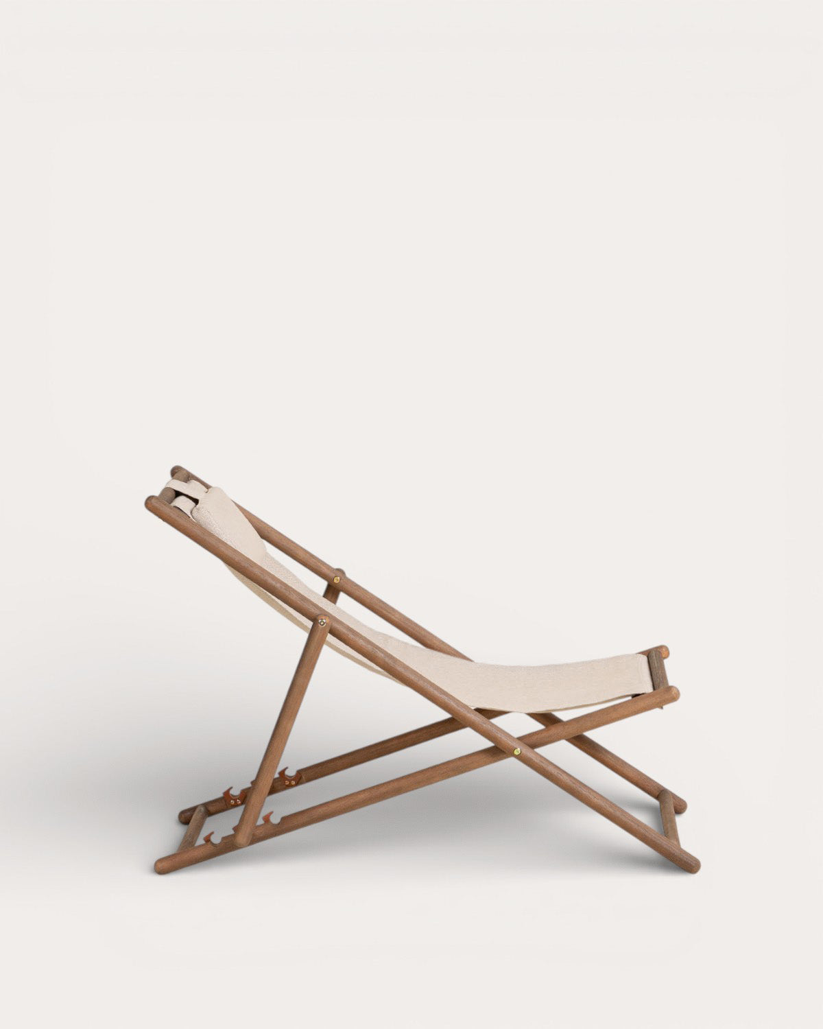 Reclining Hammock in Eucalyptus Wood and Elnes Fabric
