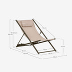 Ohiane metal and fabric reclining sun lounger