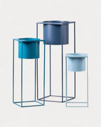 Set of 3 Cosme round metal planters