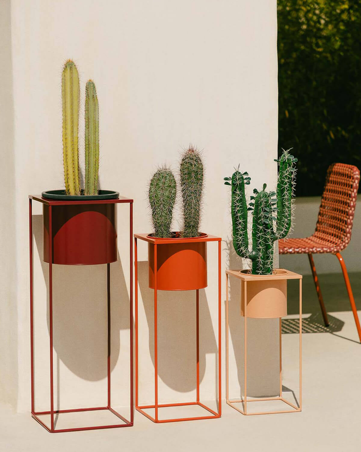 Set of 3 Cosme round metal planters