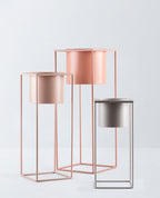 Set of 3 Cosme round metal planters