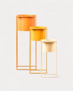 Set of 3 Cosme round metal planters