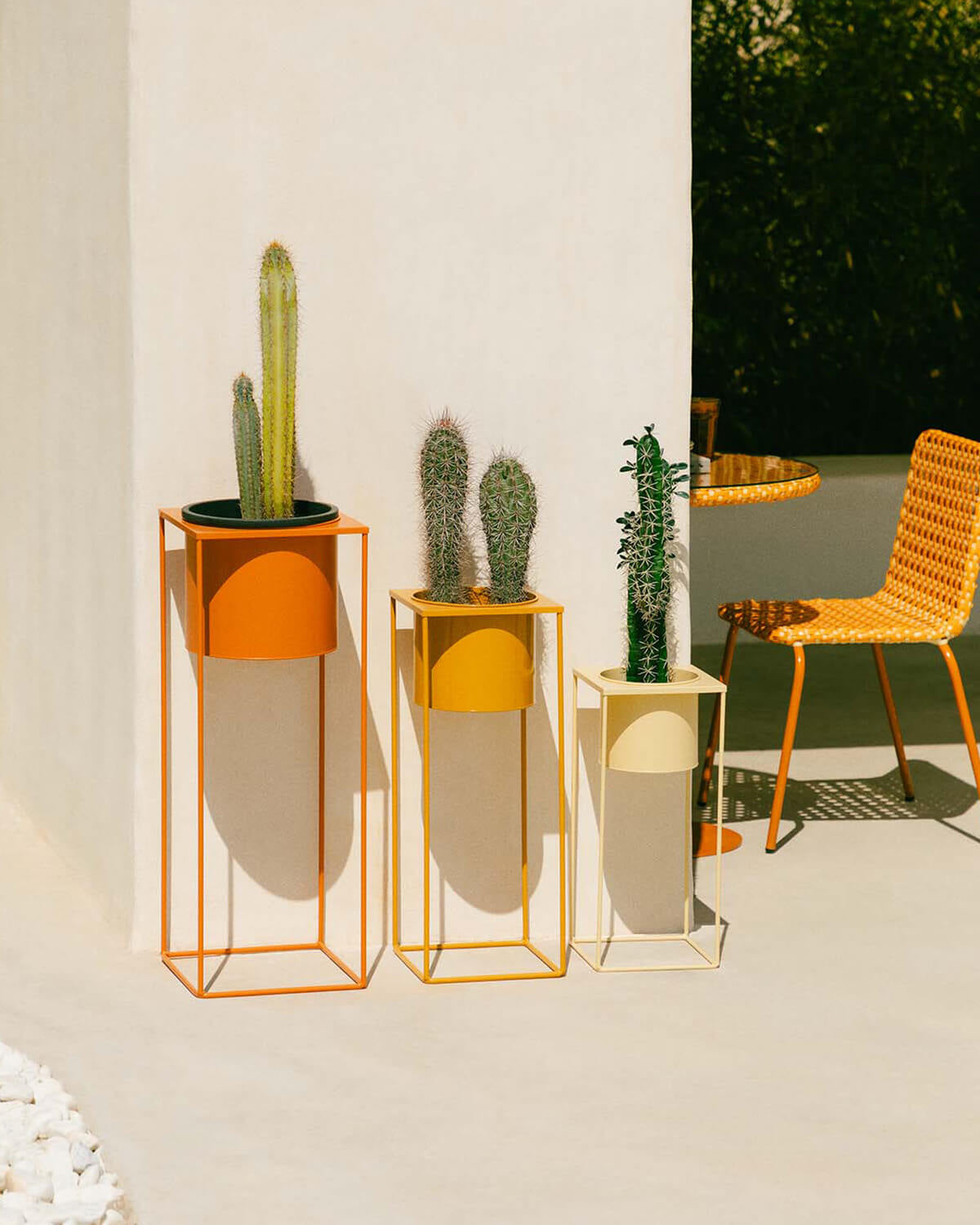 Set of 3 Cosme round metal planters