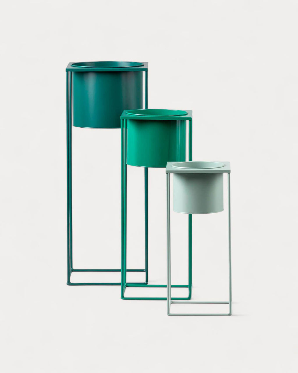 Set of 3 Cosme round metal planters