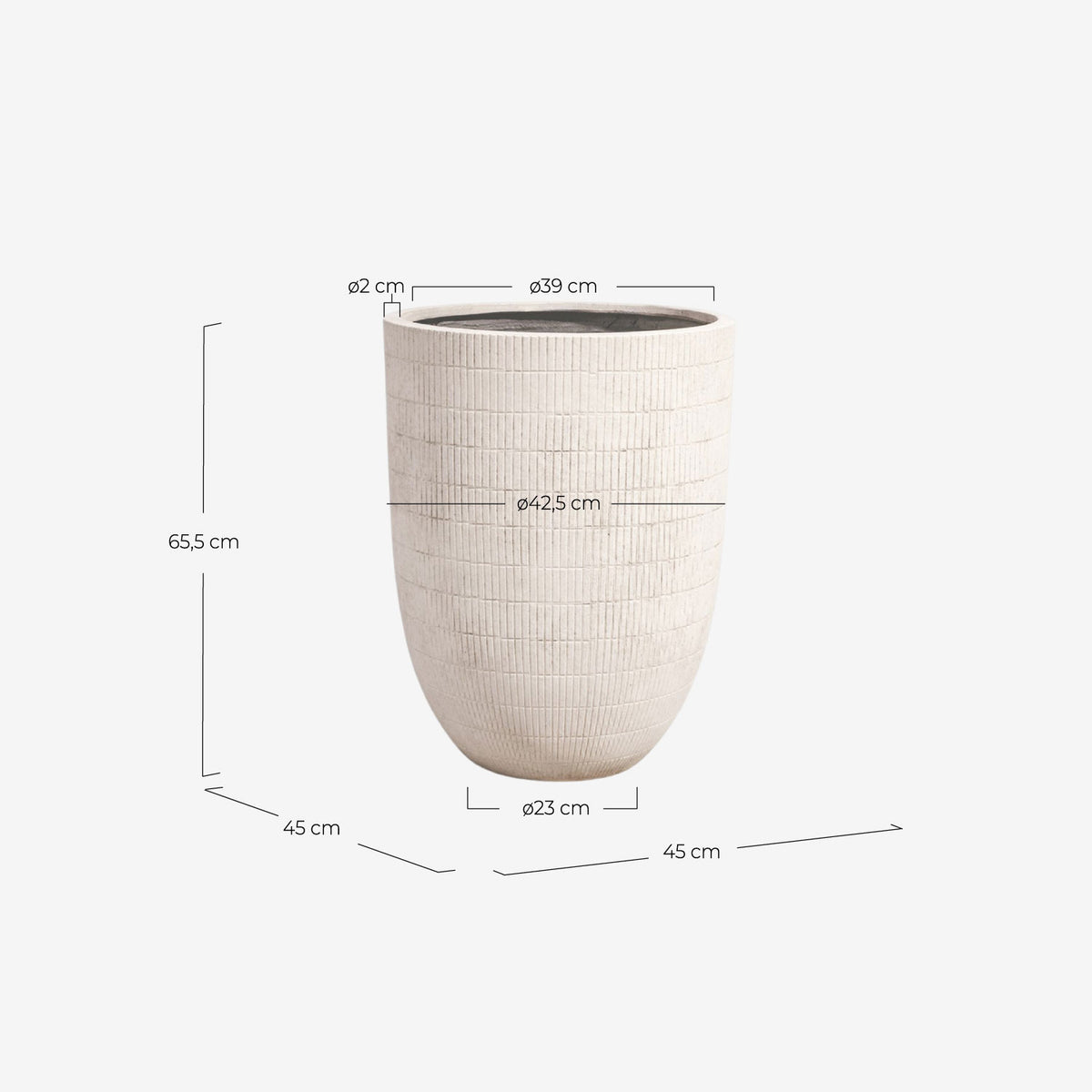 Potos high round cement plant pot