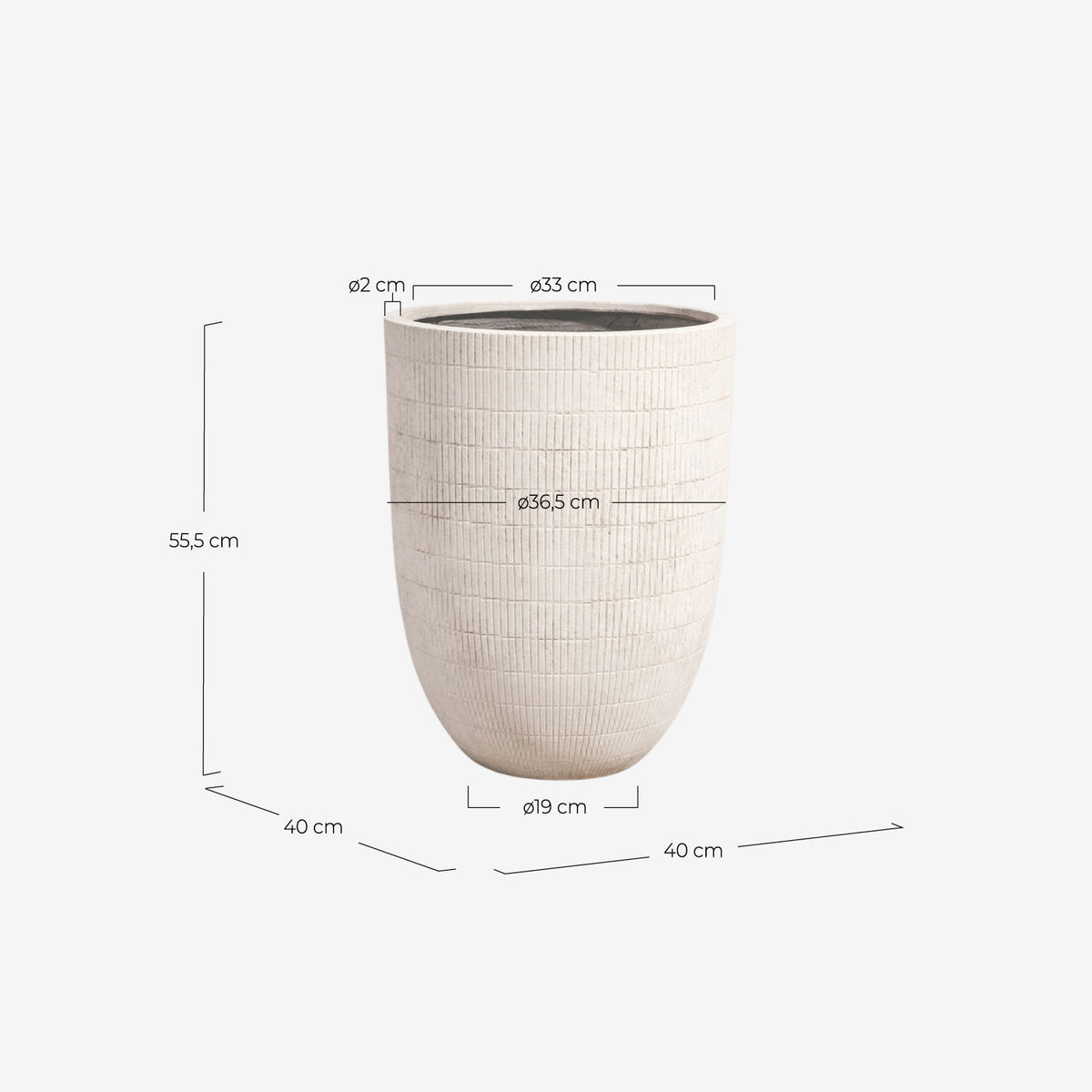 Potos high round cement plant pot