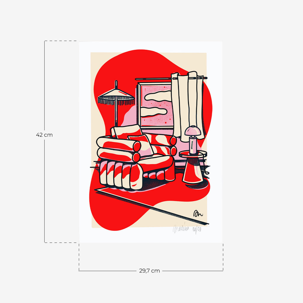 Decorative poster 29.7x42 cm Red Misty by Medina Òscar, limited edition