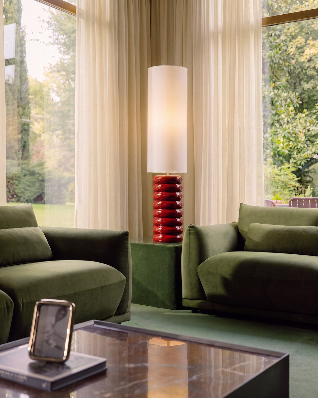 Ryota ceramic and fabric floor lamp