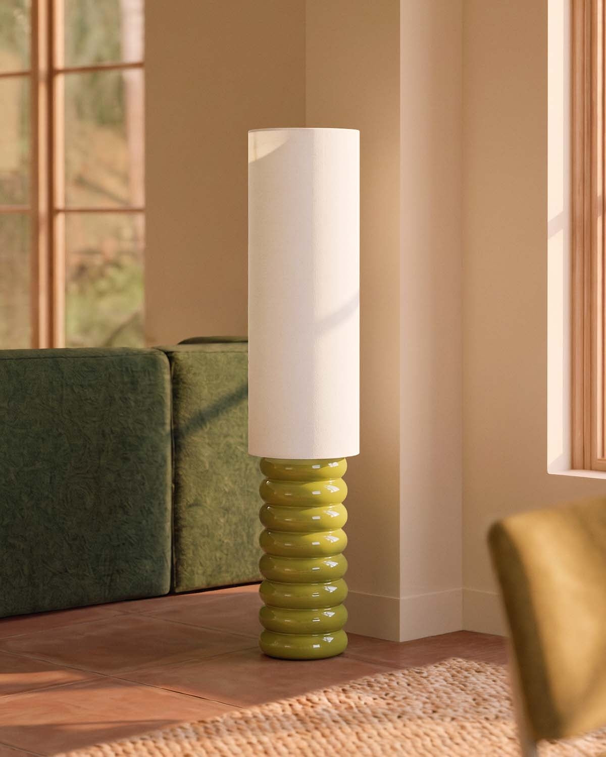 Ryota ceramic and fabric floor lamp
