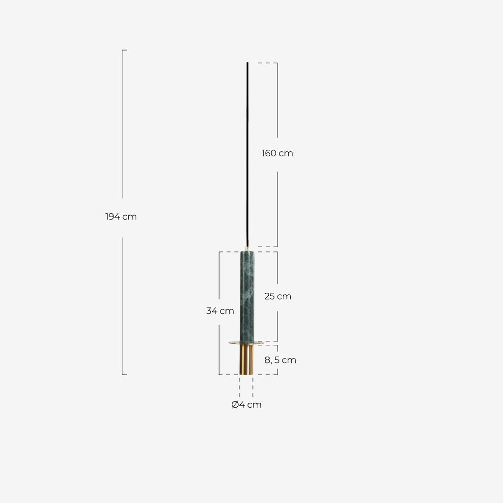 LED metal pendant light with Hikaru marble