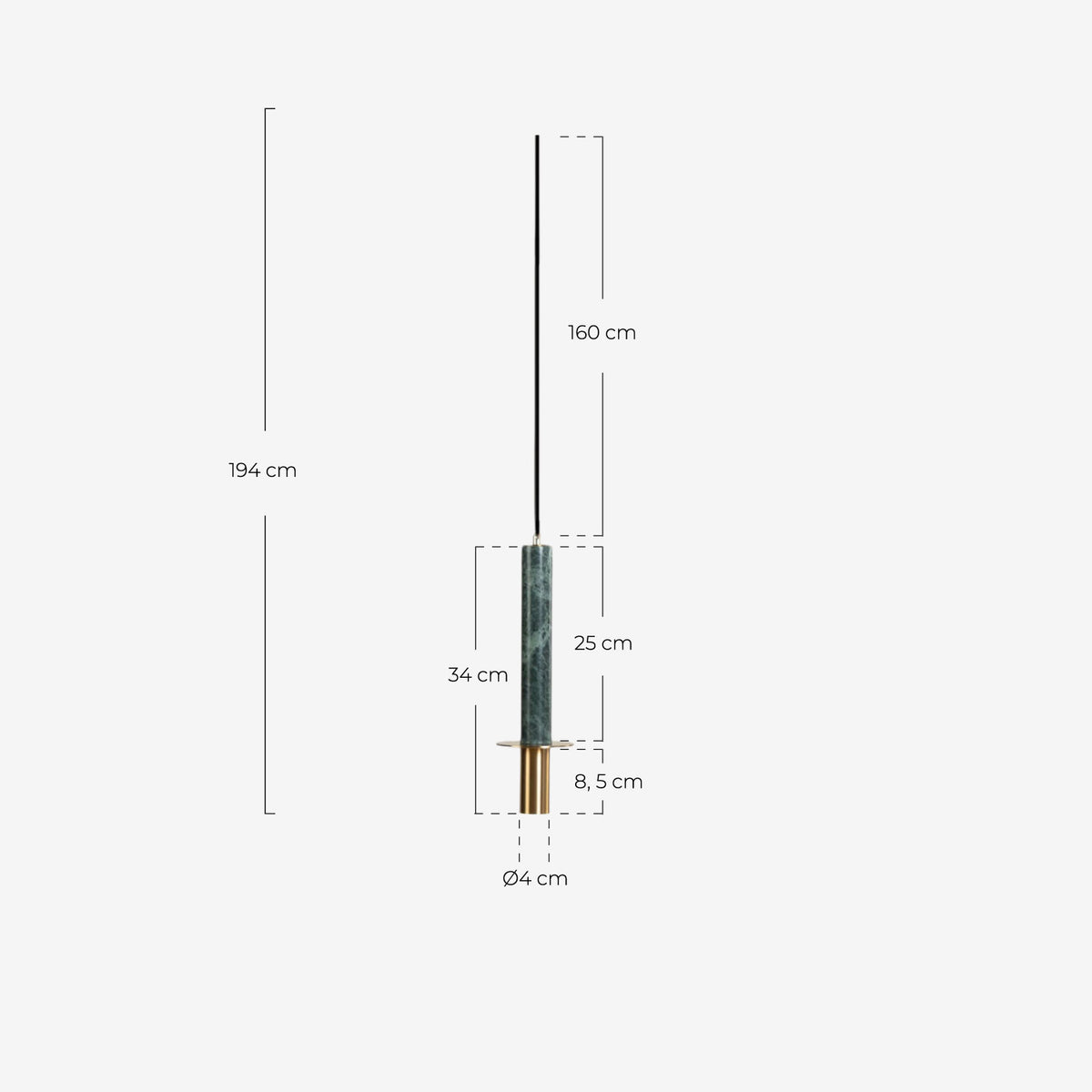 LED metal pendant light with Hikaru marble
