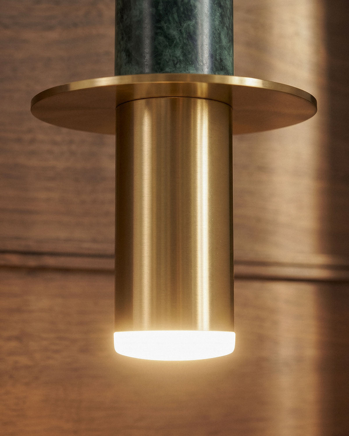 LED metal pendant light with Hikaru marble