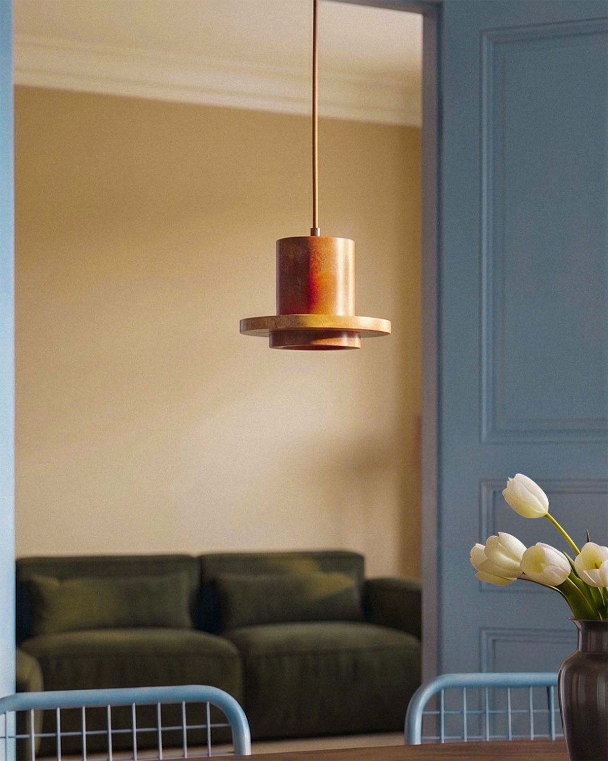 Jaylen travertine marble pendant light
