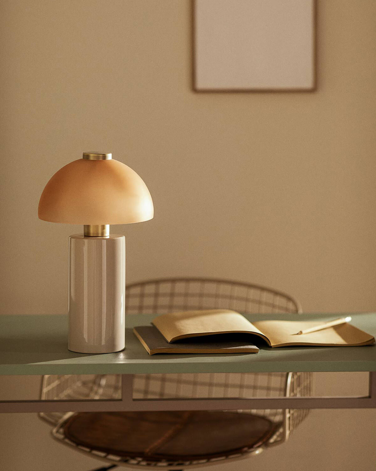 Table lamp Ø19.5 cm in metal and glass Seta Vidre