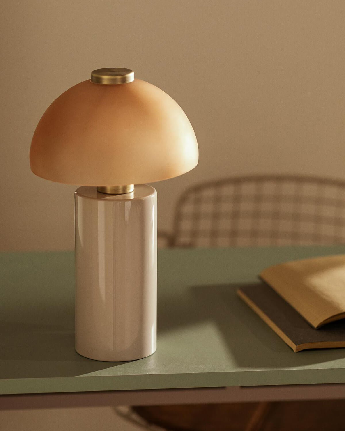 Table lamp Ø19.5 cm in metal and glass Seta Vidre